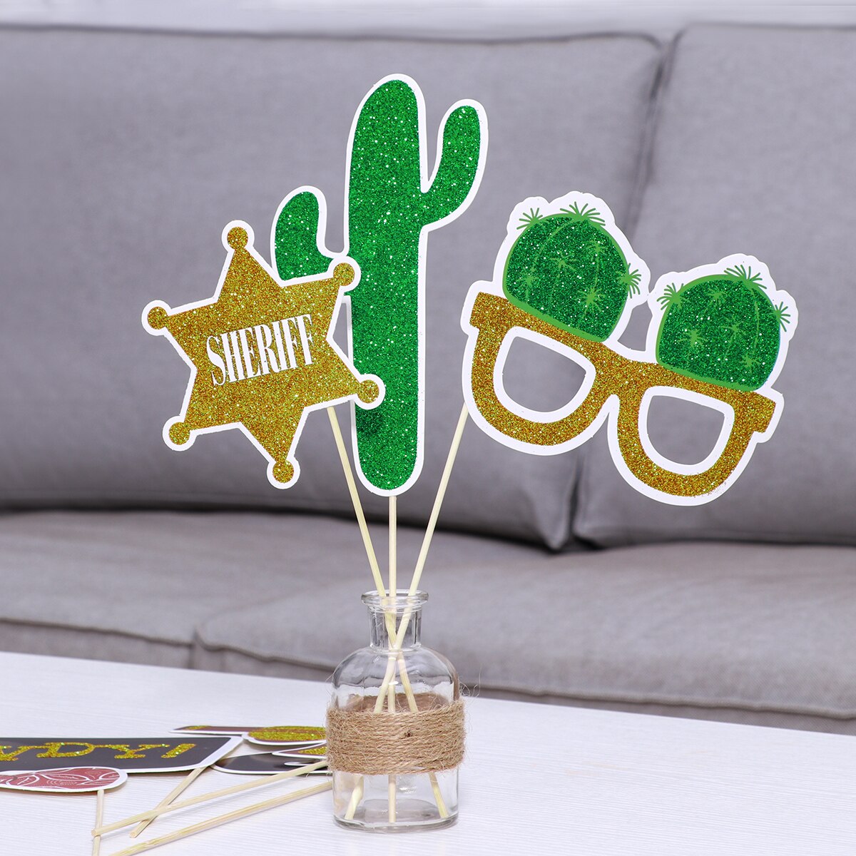 Tinksky 18Pcs West Cowboy Photo Booth Accessoire Met Bamboe Sticks Funny Party Decoratie Benodigdheden