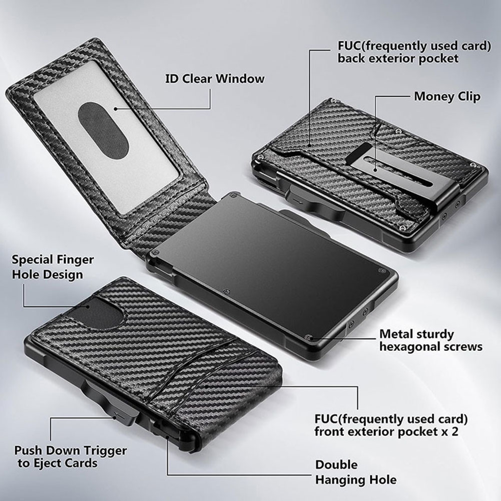 Anti RFID Credit Card Holder Wallets for Men Slim Thin Men Wallet Luxury Bank id Cardholder Case Minimalist Wallet Cartera Black