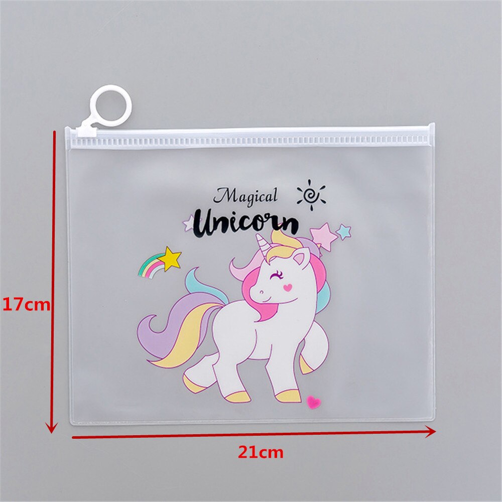 Korean Transparent Lovely Girl's Heart Document Bag File Folder Unicorn Receiving Bag Office Stationery B004