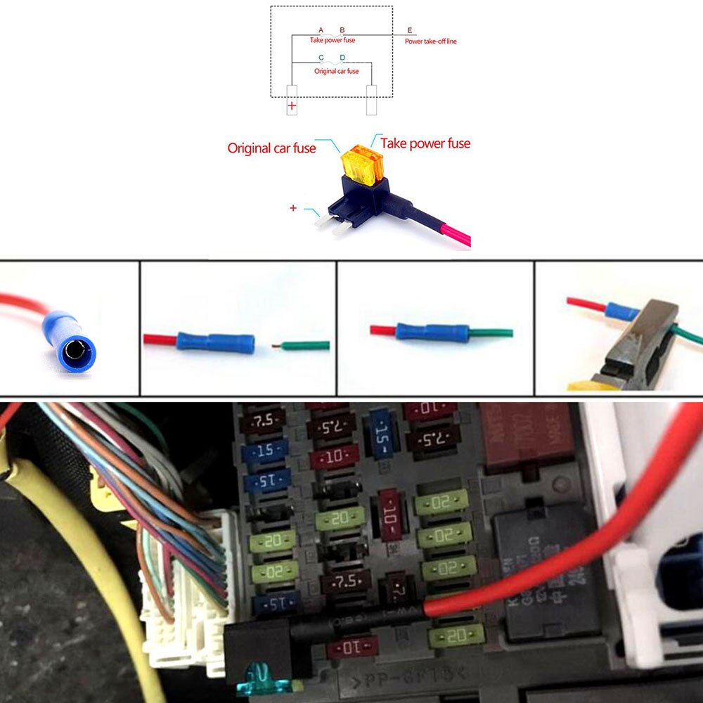 12V MINI SMALL MEDIUM Size Car Fuse Holder Add-a-circuit TAP Adapter with 10A Micro Mini Standard ATM Blade Fuse