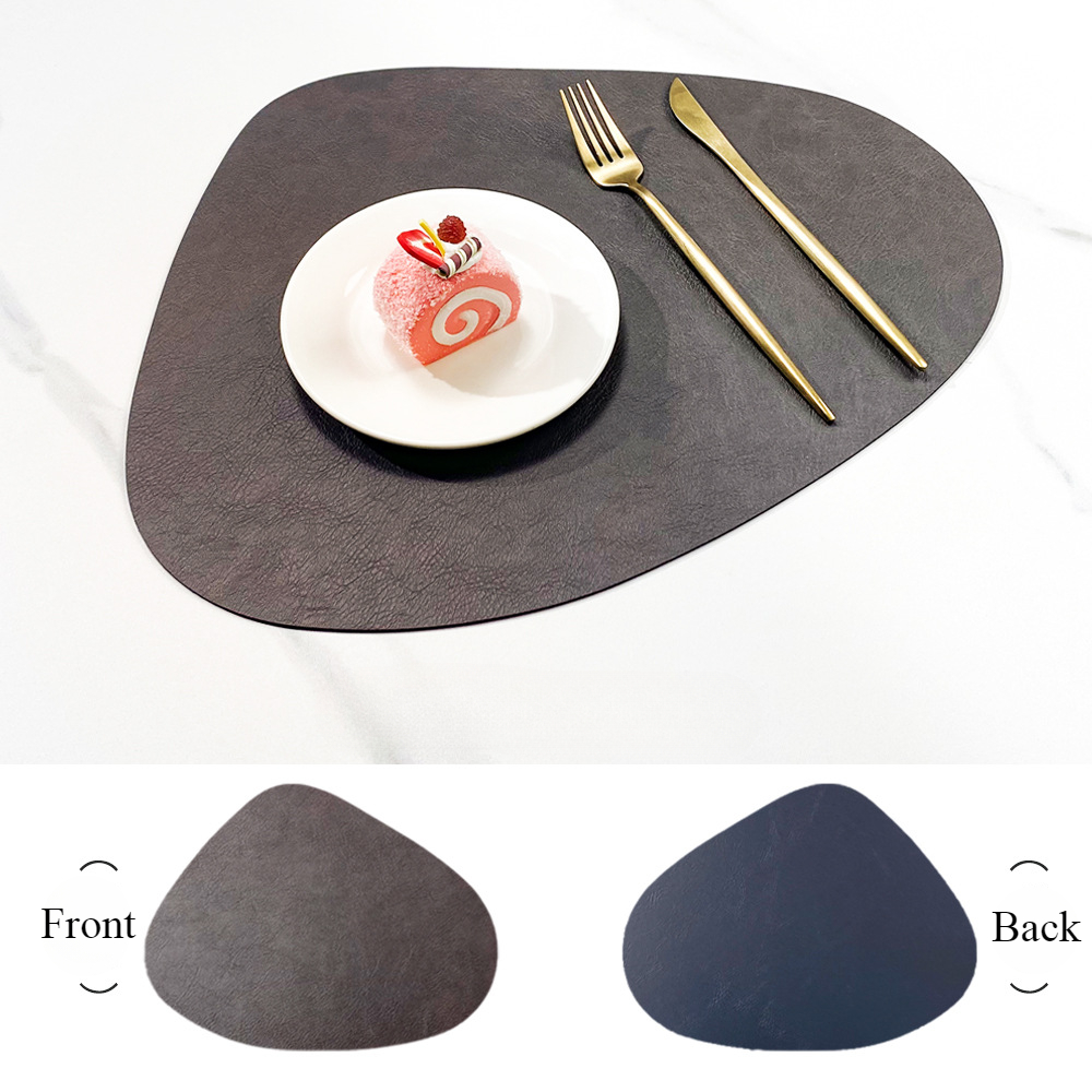 Tapete de mesa con almohadilla aislante de PU antideslizante de doble cara, mantel individual de cuero con forma de gota de agua con patrón de piel de vaca de imitación de estilo nórdico: M / Rojo