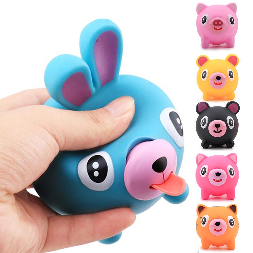 Creatieve Schattige Dier Screaming Tong Steken Stress Reliever Speelgoed Vocale Pop