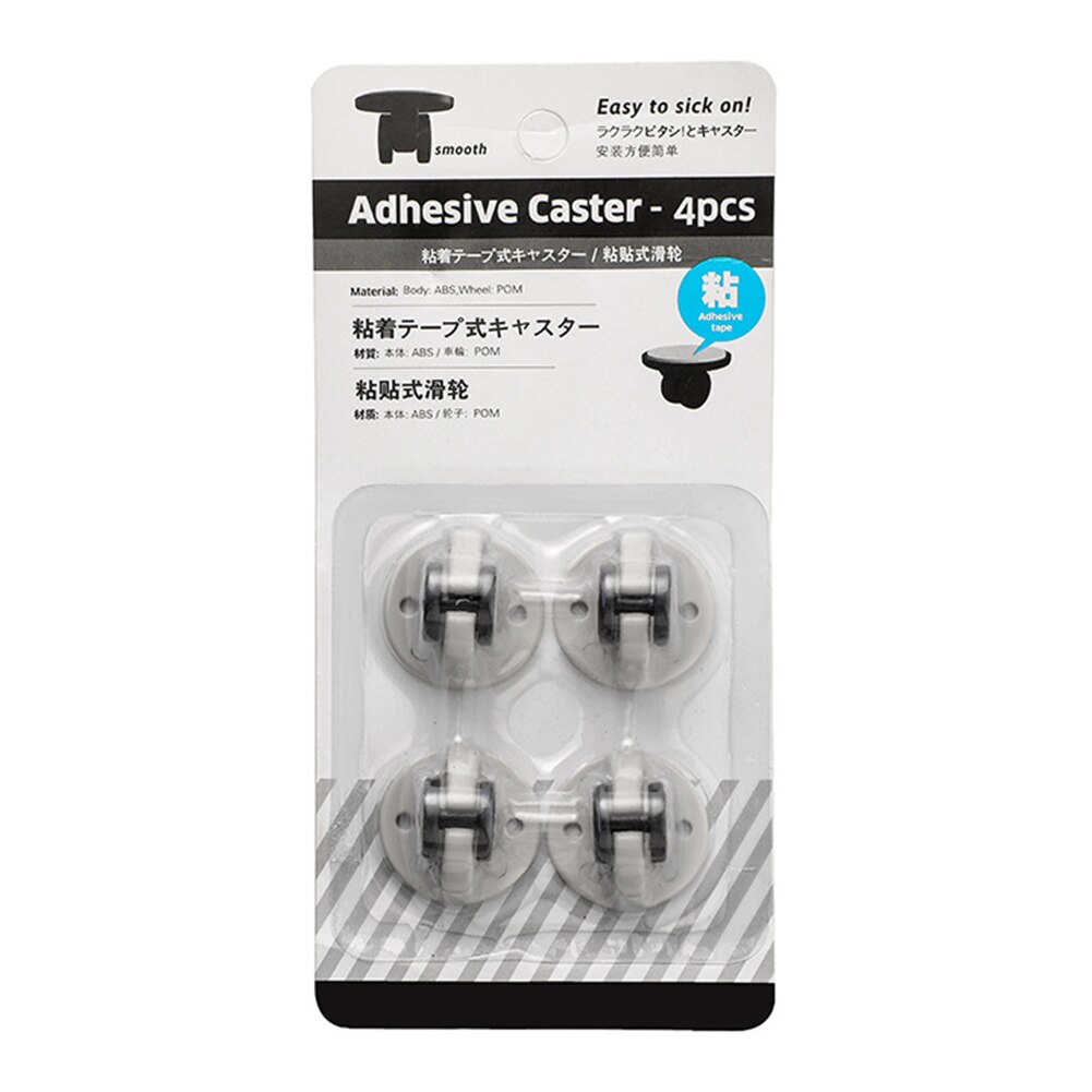 4 pièces auto-adhésif roulettes pivotantes roue de meubles pour boîte de rangement poubelle ménage armoire tiroir roues directionnelles: WHITE