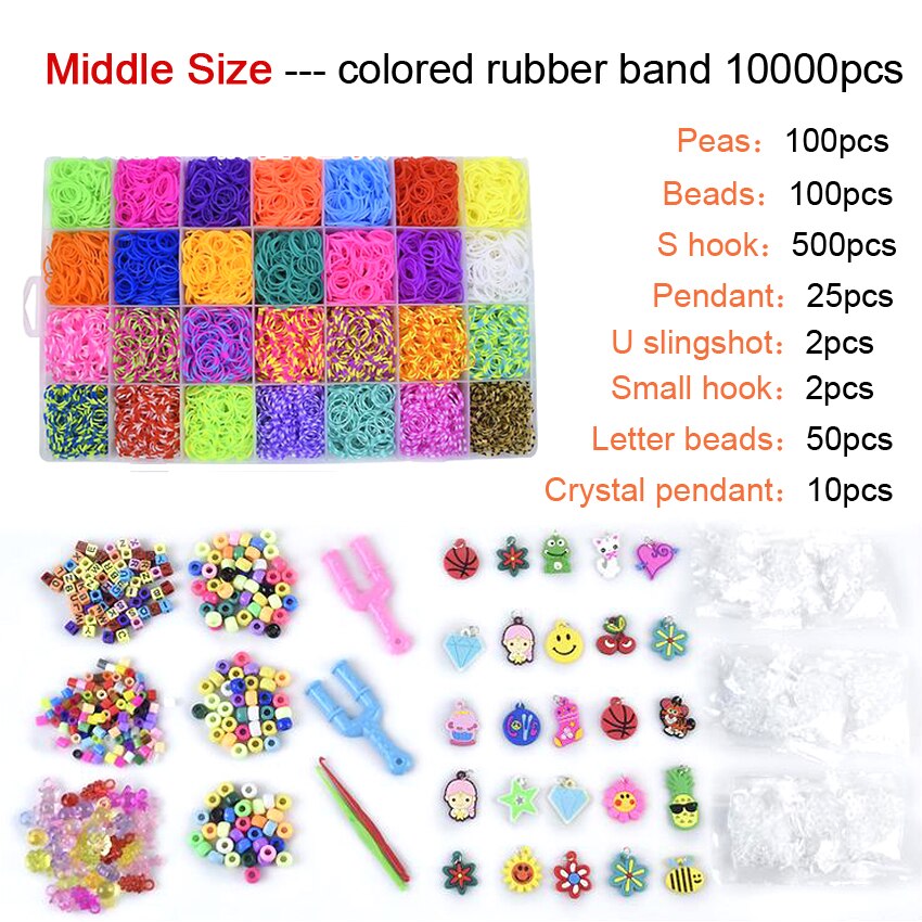 Dollryga 10000 stk gummi vævkasse diy bands sæt kid armbånd silikone elastikker elastisk regnbue vævning vævebånd børn legetøj
