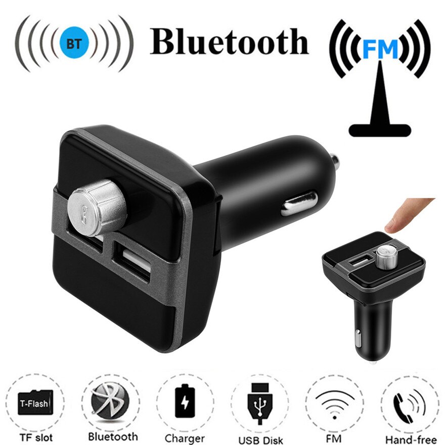 BT20B Bluetooth FM LCD Transmitter Wireless MP3 TF Radio Adapter USB Charger Car Kit Black Durable Practical l0430