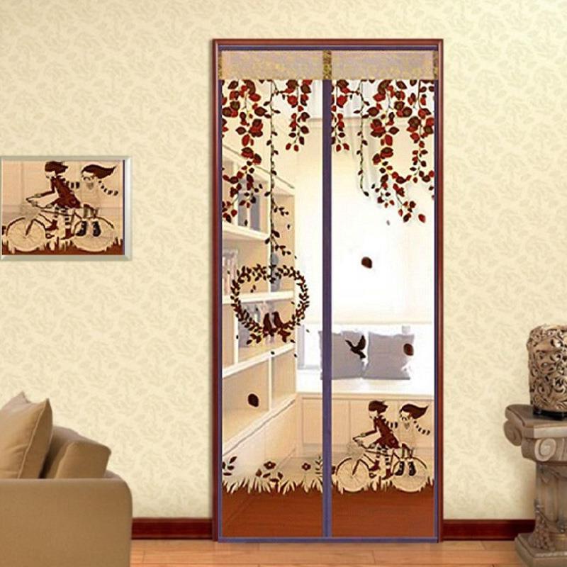Magnet Mosquito Net Bicycle Lovers Pattern Soft Yarn Insect Screen Curtain Window Fly Magnetic Door Curtains Anti-Mosquito Mesh