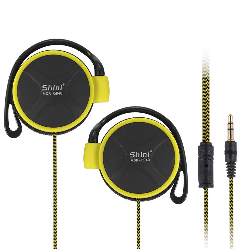 Mp3/mp4 -kabler mobiltelefon datamaskin kjører sport øre krok øre stil headset øreplugg: Q940 gule