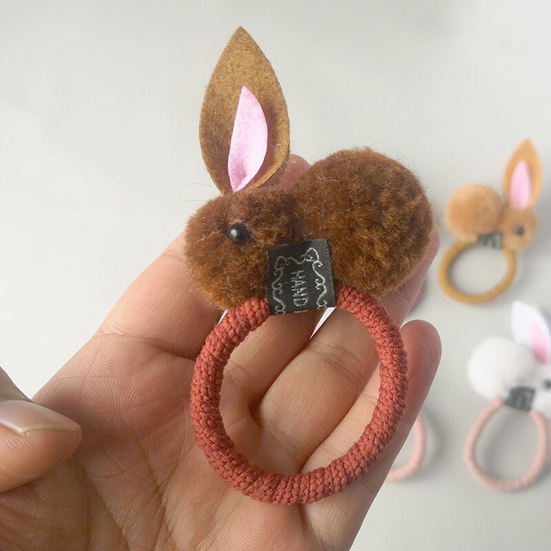Cute animal hair ball rabbit hair ring female rubber band elastic hair bands Korean headwear children hair Accessories ornaments
