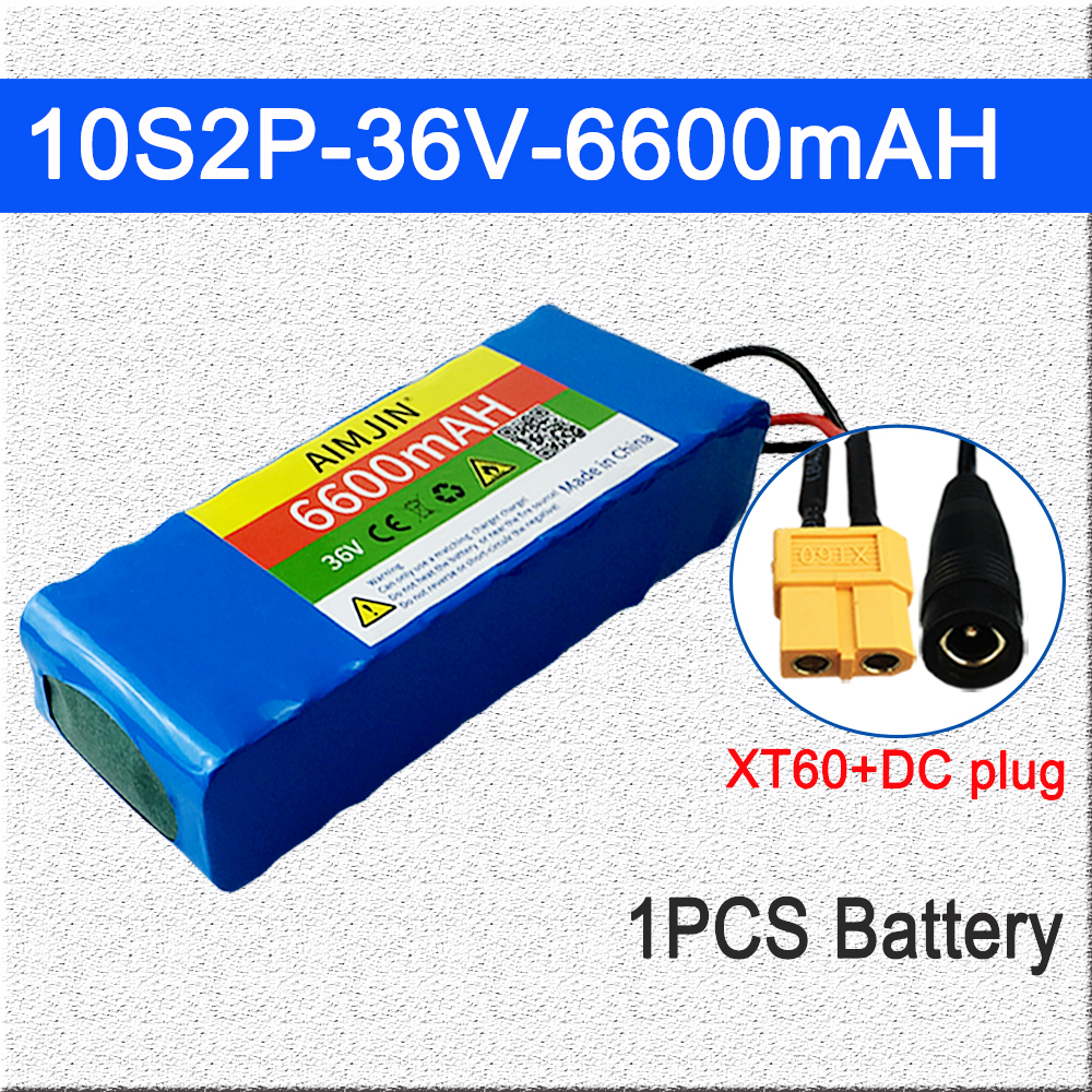 10S2P 36V 18650 6.6Ah Lithium Battery Pack Built-in BMS,For Electric 36V Scooter Bicycle: green