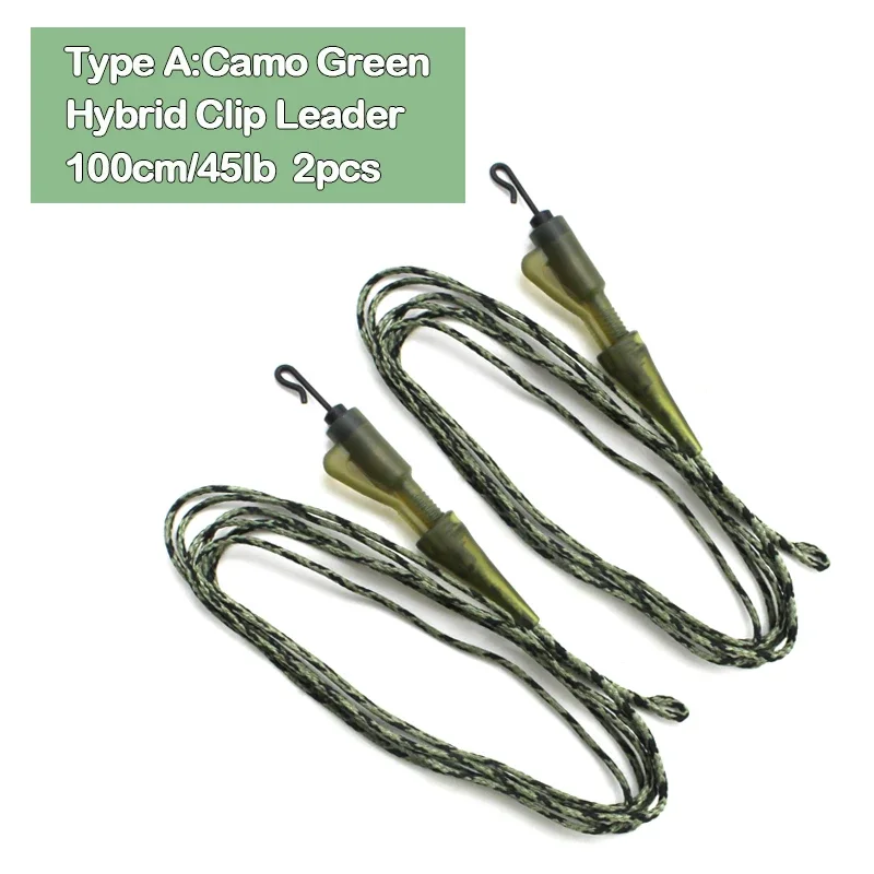2PCS Ready Tied Leader Carp Fishing Line Leadcore Lead Clip Multi Clip Quick Change Swivel for helicopeter Rig Accessories: WHITE