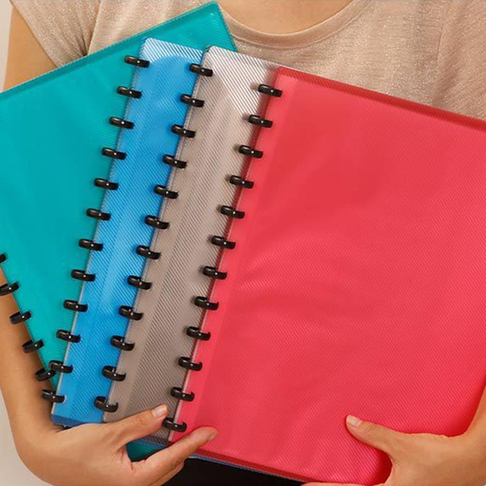 1Pc A412Hole Colorful Plastic Clip File Folder Transparent Agenda Binder Supplies Office Ring Planner Loose Leaf School Not H2U3