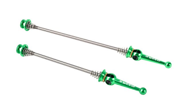 1 pair of mountain bike wheels, road wheels, quick release titanium alloy quick release lever: Green