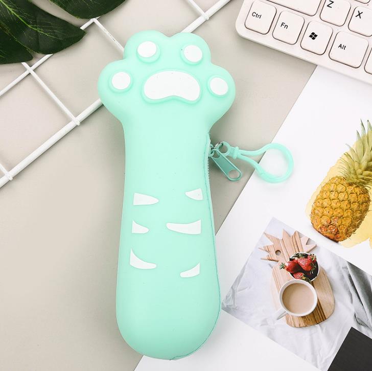 Estuche escolar de frutas con garra de pata de gato, de silicona de gran capacidad, para lápices, papelería, oficina y escuela, 1 Uds.: 5