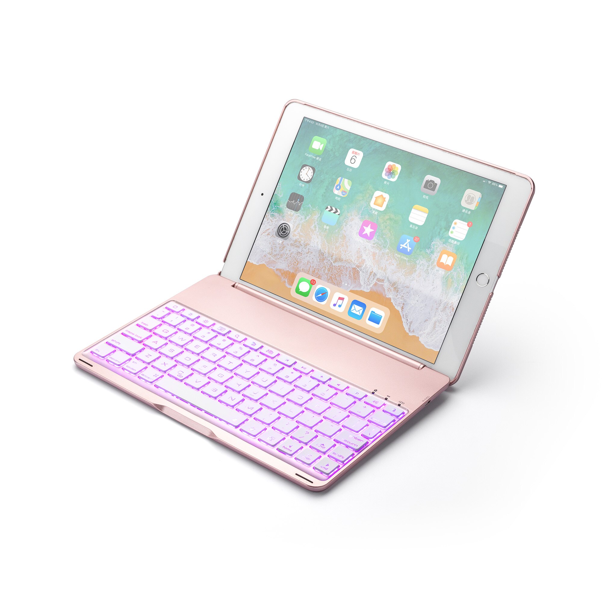 Drahtlose Bluetooth Tastatur Abdeckung für ipad Air1 ipad 9. 7 neue ipad 9,7 Aluminium licht-emittierende 9.7 &#39;bluetooth tastatur: Rose Gold