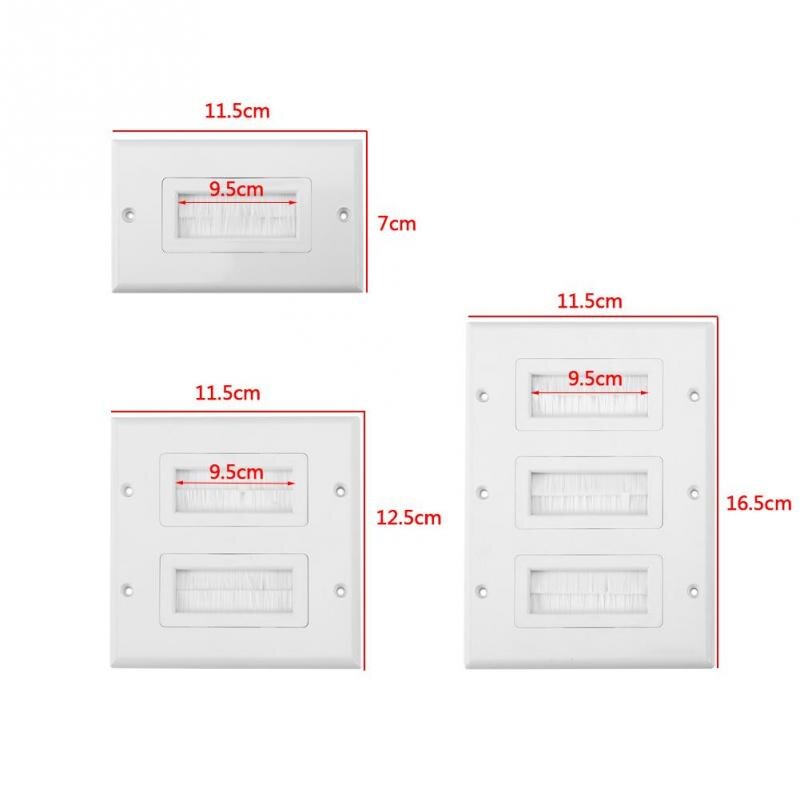 Placa de pared antipolvo para cepillos, Cable de montaje en pared, inserto de paso para cables de una sola banda, correa de acceso, enchufe de pared