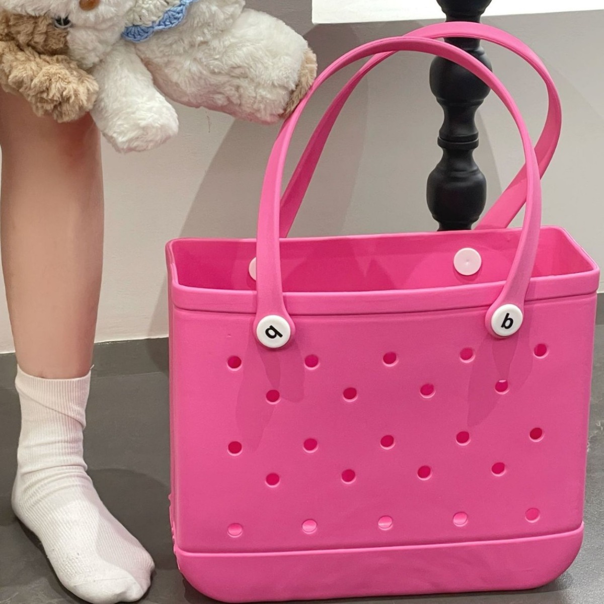 Bolsa de playa grande EVA, cesta de almacenamiento impermeable para piscina, de verano para mujer, bolso de hombro tipo shopper, bolso de playa de gelatina, bolso de mano Croc