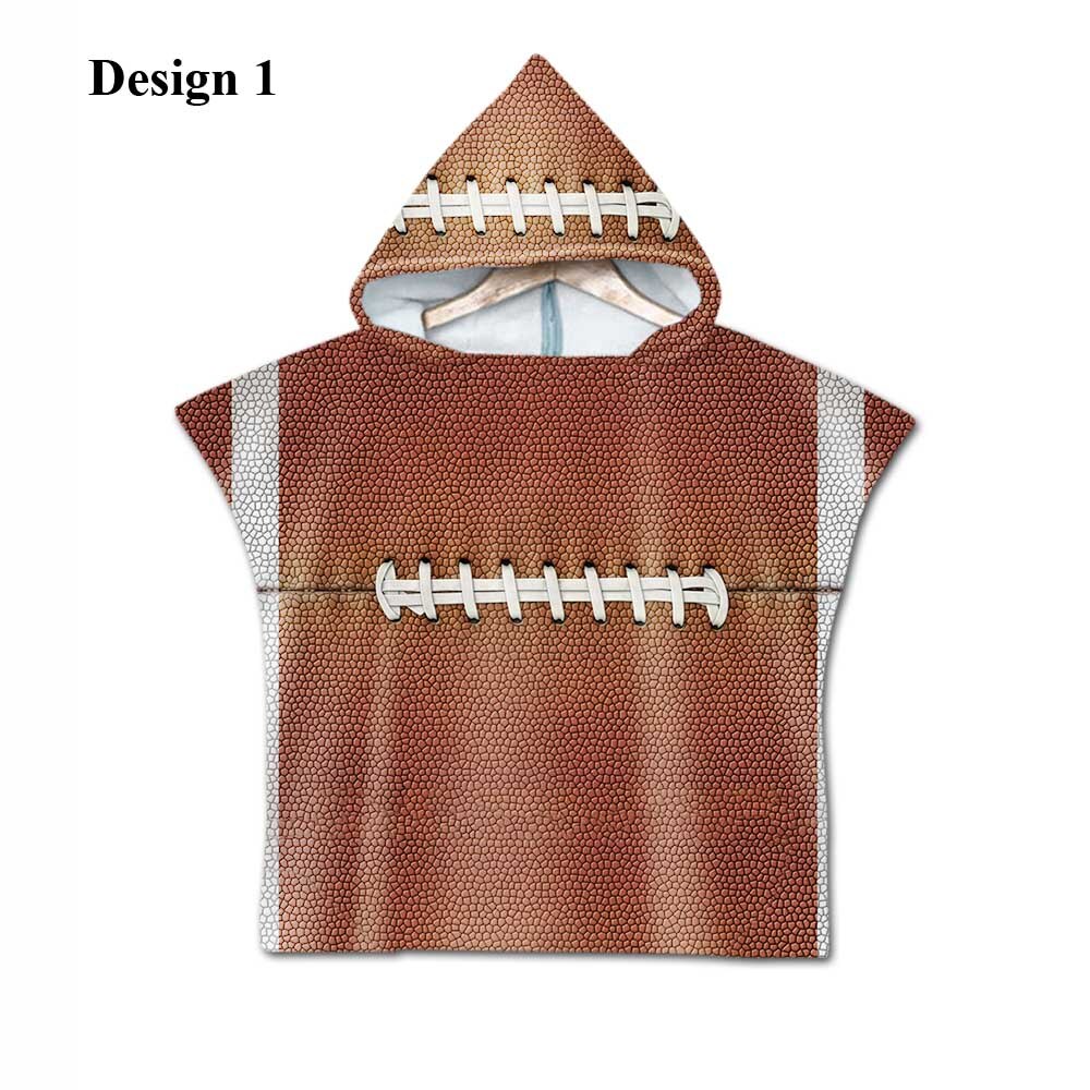 Novelty Sport American Football Rugby Baby Kids Kinderen Hooded Handdoek Zwembad Zwemmen Bad Strand Poncho Handdoek Cape: Design 1