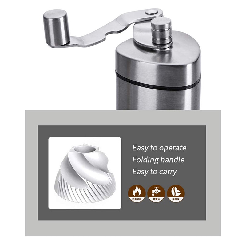 Molinillo de Café Manual, fresa de cerámica cónica de acero inoxidable portátil Premium con mecanismo de molienda silencioso, 40G de capacidad