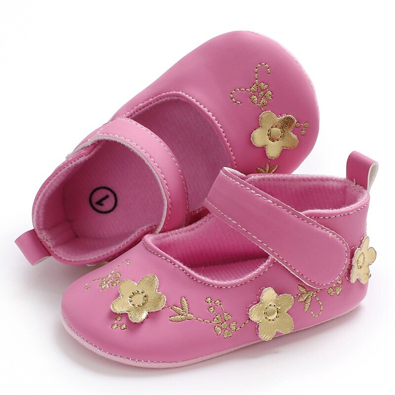 Baby Meisje Schoenen Gouden Bloem Geborduurd Zachte Zool Schoenen Prewalker Wandelschoenen Peuter Kinderen Schoenen Eerste Wandelaar