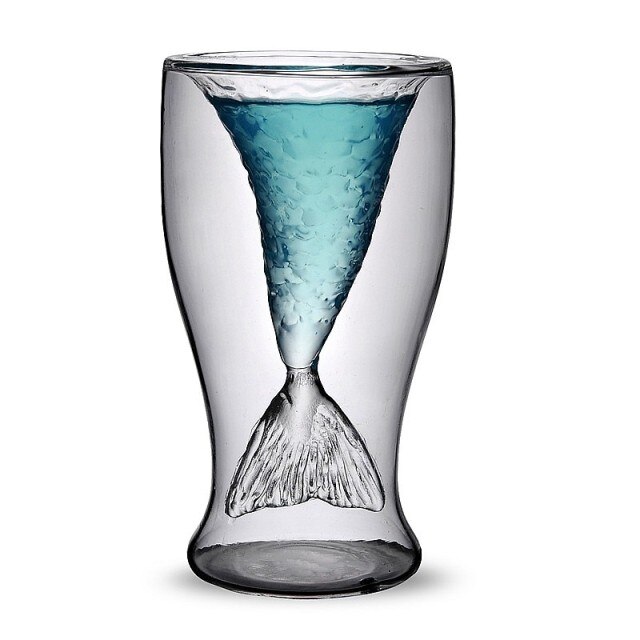 Copa de vino de sirena, vaso de copa de cristal de 100ml, para amantes de las sirenas, 1 unidad