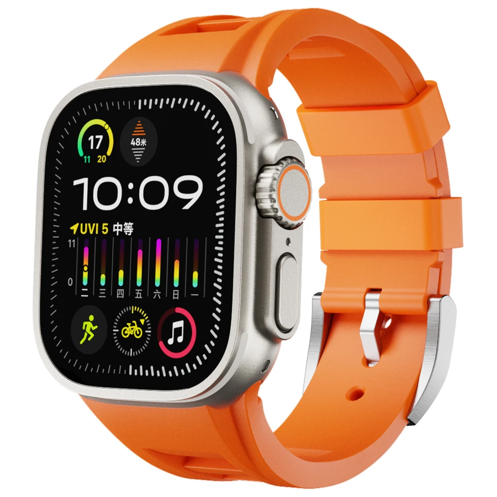 Rubber Soft Band for Apple Watch 49mm 46mm 45mm 44mm Silicone Sports Strap for IWatch Series Ultra 2/1 10 9 8 7 6 5 Se Bracelet