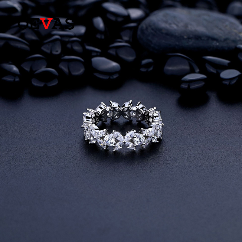Oevas 100% 925 Sterling Zilver Volledige Hoge Carbon Diamant Vlinder Ringen Voor Vrouwen Sparkling Wedding Party Fijne Sieraden