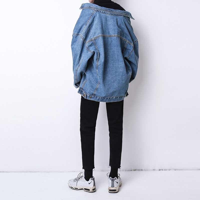 Høst vinter koreansk løs oversize denim jakke menns retro last vask student tenåringetone jakke menn klær