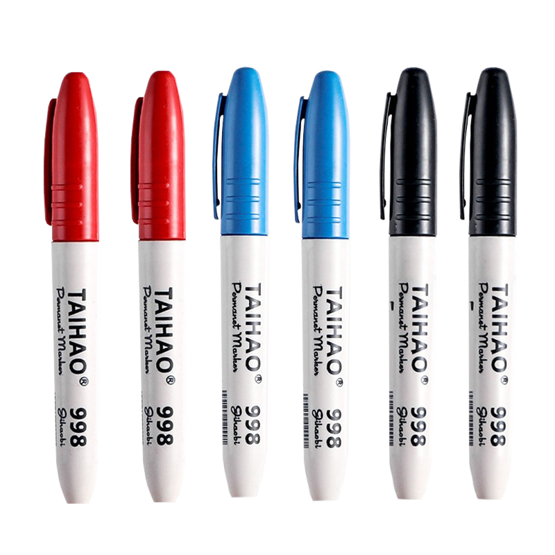 TAIHAO998 Marker Stift Rot Blau Schwarz Marker Stift Öl Schnell trocknend Großen Kopf Stift Lichtecht Farbe Stift Student büro Schreibwaren: Burgunderrot