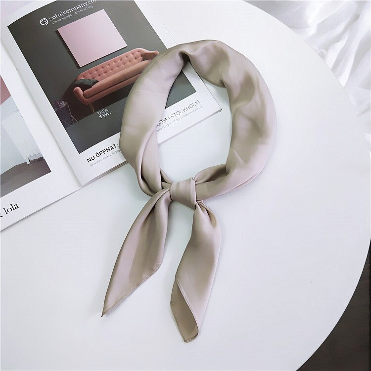 Écharpe en Satin pour femmes | Foulard cheveux kerchef, couleur unie, foulard cheveux, mouchoir, petites écharpes de cou, femmes 70cm, Scaves de bandeau pour dames: Khaki