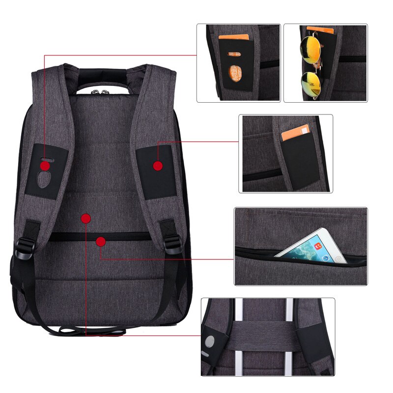 XQXA 17.3 "Slim Laptop Rugzak Vrouwen/Mannen Zakelijke Tassen met Usb-poort Opladen Waterbestendig Schooltas voor College rugzakken