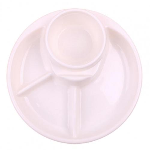 Praktisch Opbergvak Meerdere Grid Gerechten Plaat Servies Plastic Salade Rijst Groente Gerechten Plaat Voor Thuis: White 1
