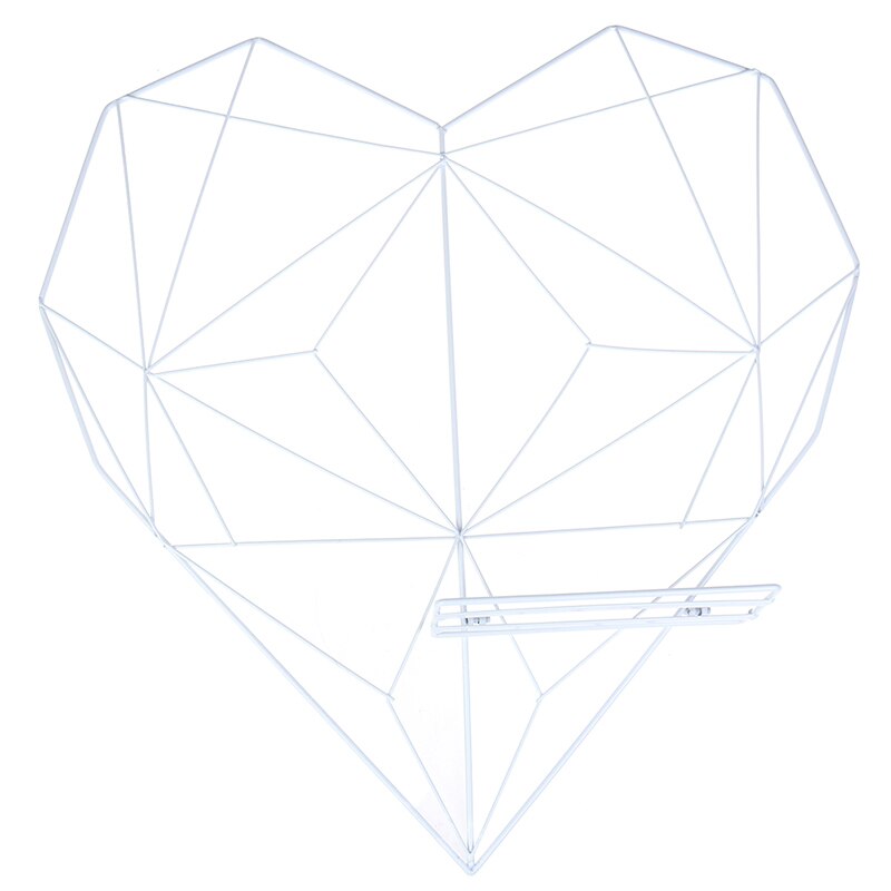 Style Metal Grid Photo Frame Wall Art Display Mesh Storage Shelf Organizer Rack Holder Home Decoration 20/35/50cm: White heart 50x50cm