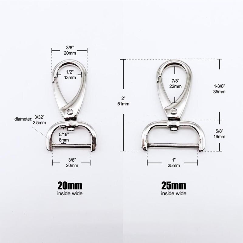 1Pcs Metalen Afneembare Snap Haak Trigger Clips Gespen Voor Lederen Band/Riem Sleutelhanger Webbing Tas Huisdier Leash Haken 2 Maten