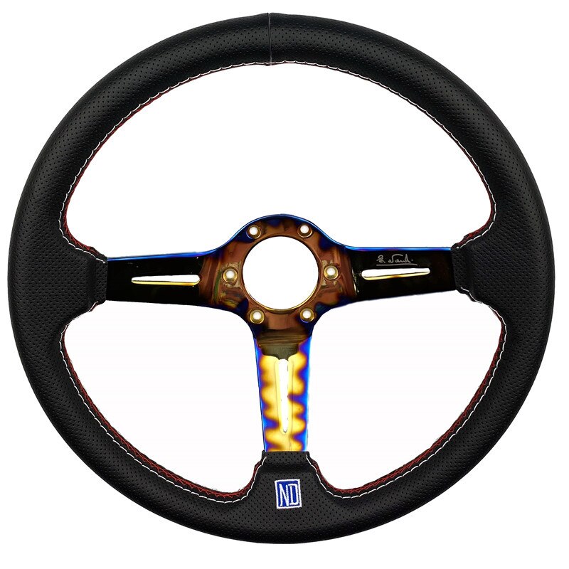 ND 350mm Burn blue Steering Wheel Leather Deep concave Steering Wheel Game Steering Wheel