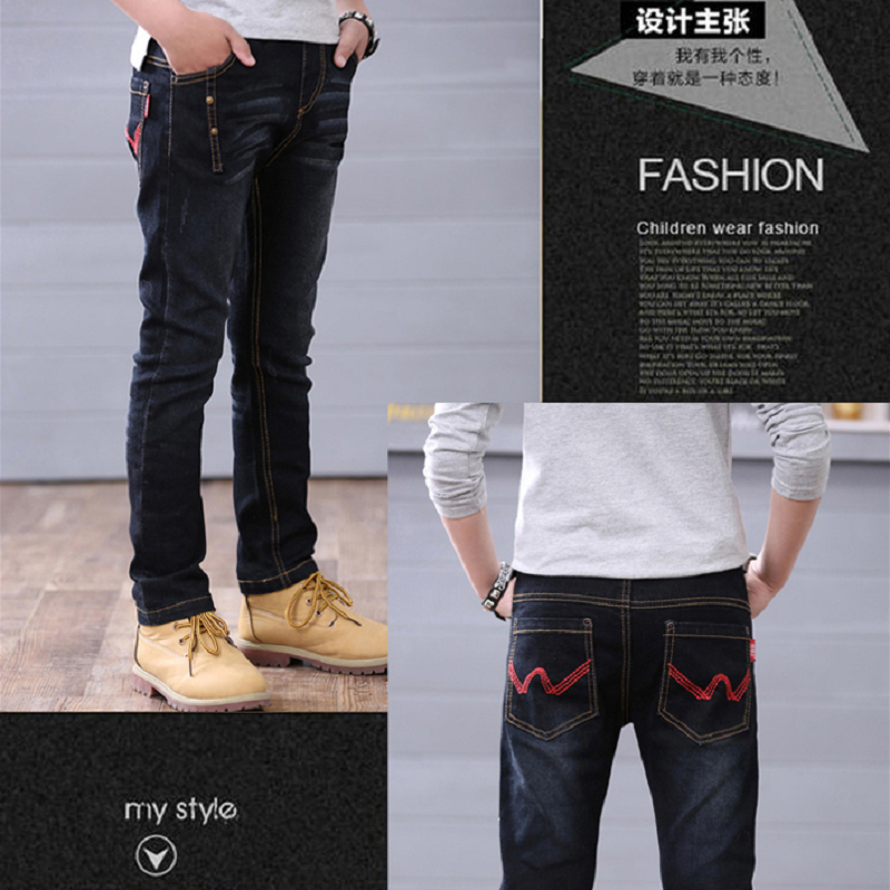 Boys pants spring autumn black jeans kids casual trousers boys jeans teenage trousers children casual pants 4-14 Y boys outwear