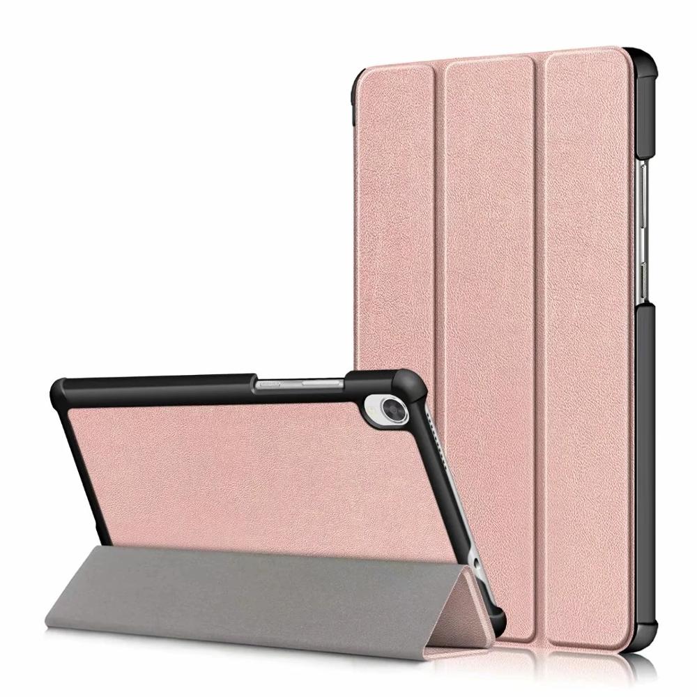 Per Lenovo Tab M8 cassa DELL'UNITÀ di ELABORAZIONE di Cuoio Piegante Del Basamento Della Copertura Per Lenovo Tab M8 TB-8505F TB-8505X TB-8505I Tablet da 8.0 pollici caso + Film + Penna: pink