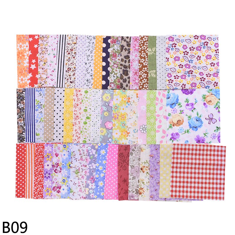 Tecidos quadrados de algodão 50 peças, 10*10cm mix tecido de patchwork costura acolchoado tecido para patchwork bordado diy feito à mão material: B09 multicolor