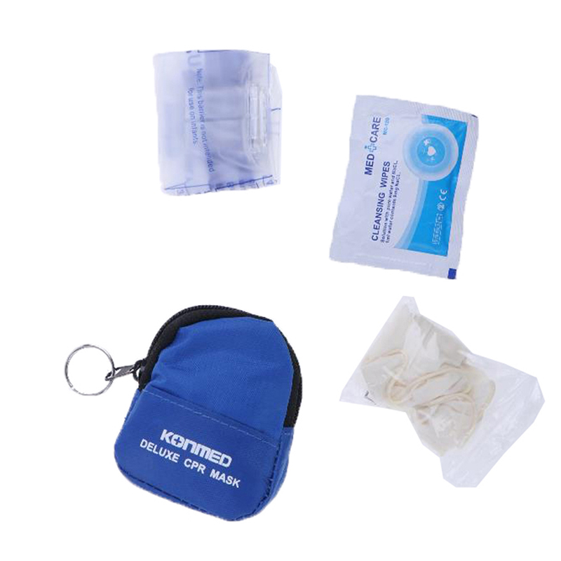 1set Disposable Portable First Aid CPR Breathing Mask Mini Emergency Bag For Car Home Picnic Camping Travelling Outdoor Rescue: blue