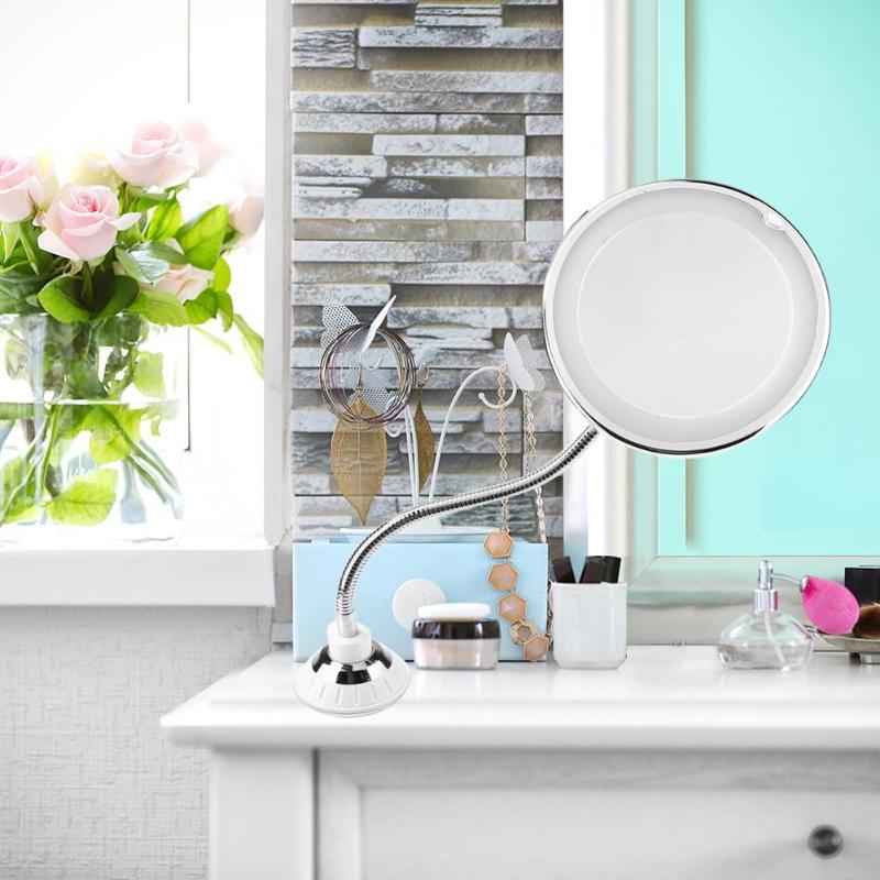 360 Degrees 10X Folding Rotating Makeup Mirror LED Magnifying Vanity Mirror Bath Mirrors