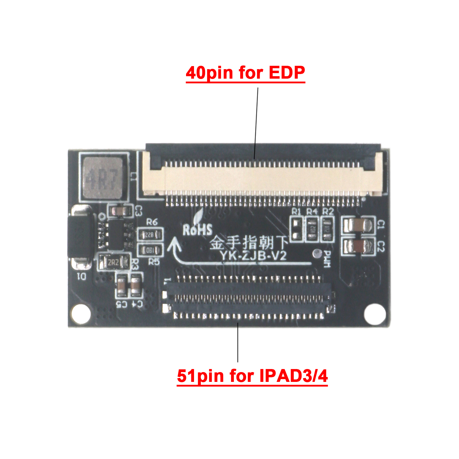 Placa adaptadora EDP para IPad 3 y 4, convertidor de pantalla de 3/4 pulgadas, 40 pines a iPad 9,7, 51 pines