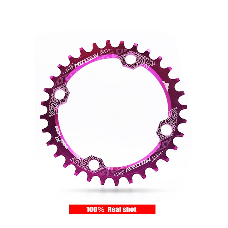 Motosuv redondo estrecho ancho motoring MTB bicicleta de montaña bicicleta 104BCD 32T 34T 36T 38T plato de dientes partes 104 BCD: Purple  Round / 36t