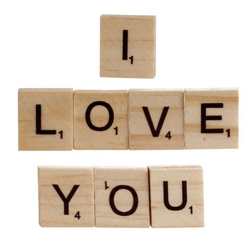 100 Pcs Wooden Scrabble Letters Alphabet Craft Wooden Decorations for Home Wedding Party DIY Christmas Ornaments Digital Puzzle