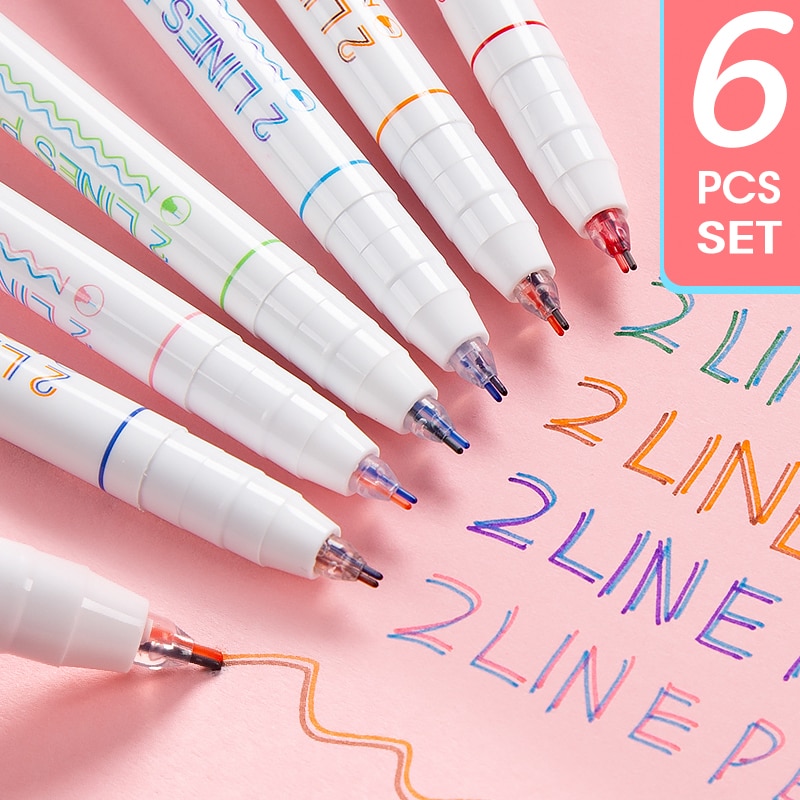 Andstal 2 linjers kuglepen sæt 0.5mm doule line art markør pen fine liner markører fineliner farve blæk tegne scrapbog journaling penne