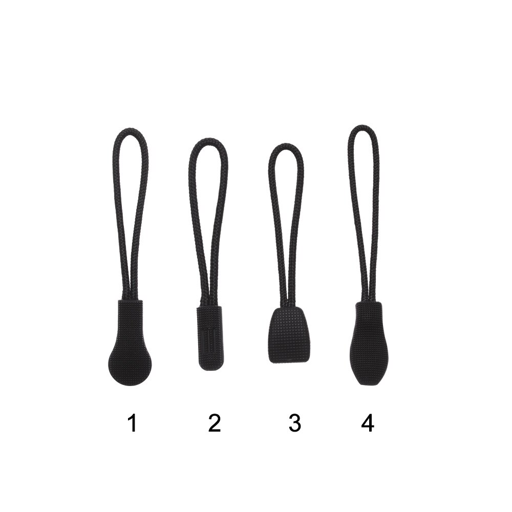 5Pcs/Bag DIY Black Zipper Pull Puller End Fit Rope Tag Fixer Zip Cord Tab Replacement Clip Broken Buckle Travel Bag Backpack