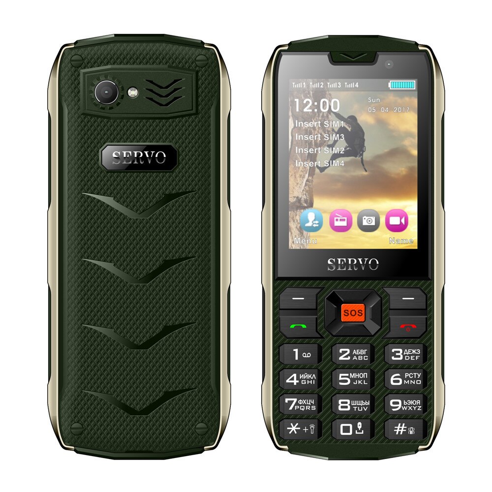 SERVO H8 Mobiele Telefoon 2.8inch 4 SIM telefoon Bluetooth Zaklamp GPRS 3000mAh Power Bank Telefoon Russische Taal toetsenbord mobiele