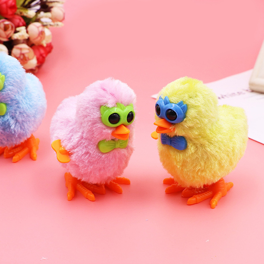 5pcs Classic Wind Toys Easter Chick Plush Chick Clockwork Toys Random Color