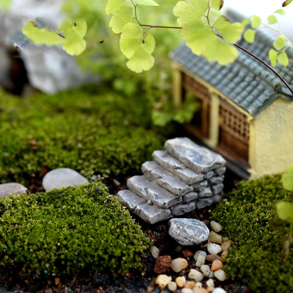 Mini Cute Resin Crafts Fairy Garden Stone Steps Ladder Miniature landscape Decoration