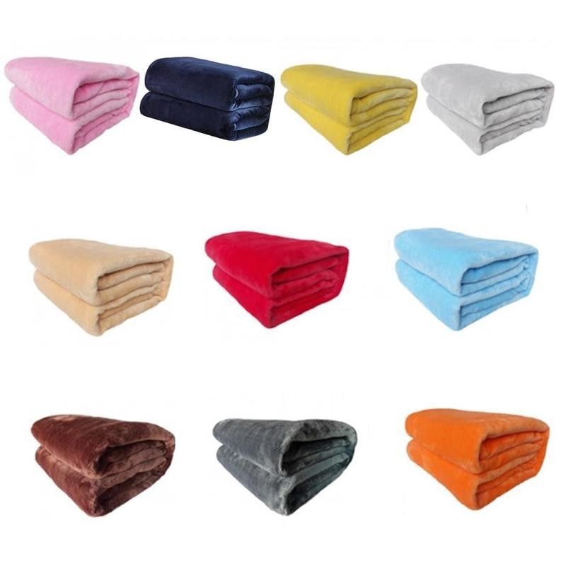 Couleur unie hiver floue flanelle couverture moelleux couvre-lit en peluche couvertures doux bleu couverture canapé corail pour lits polaire Bl S5V5