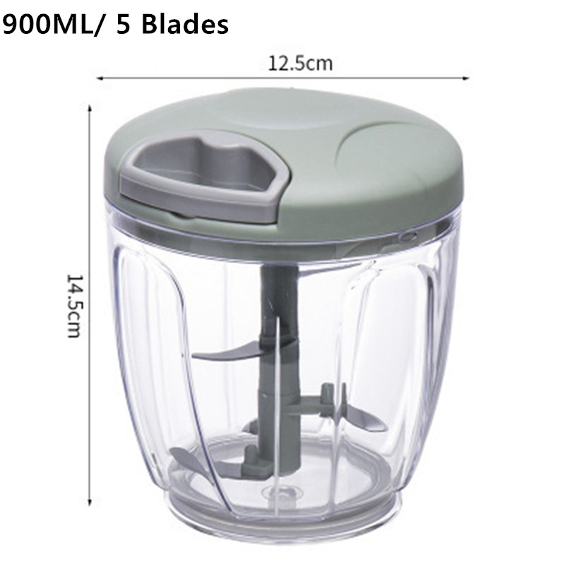 500/900ML Manual Meat Mincer Garlic Chopper Hand Pull Press Crusher Vegetable Grinder Chili Onion Cutter Kitchen Cooking Tools: army green