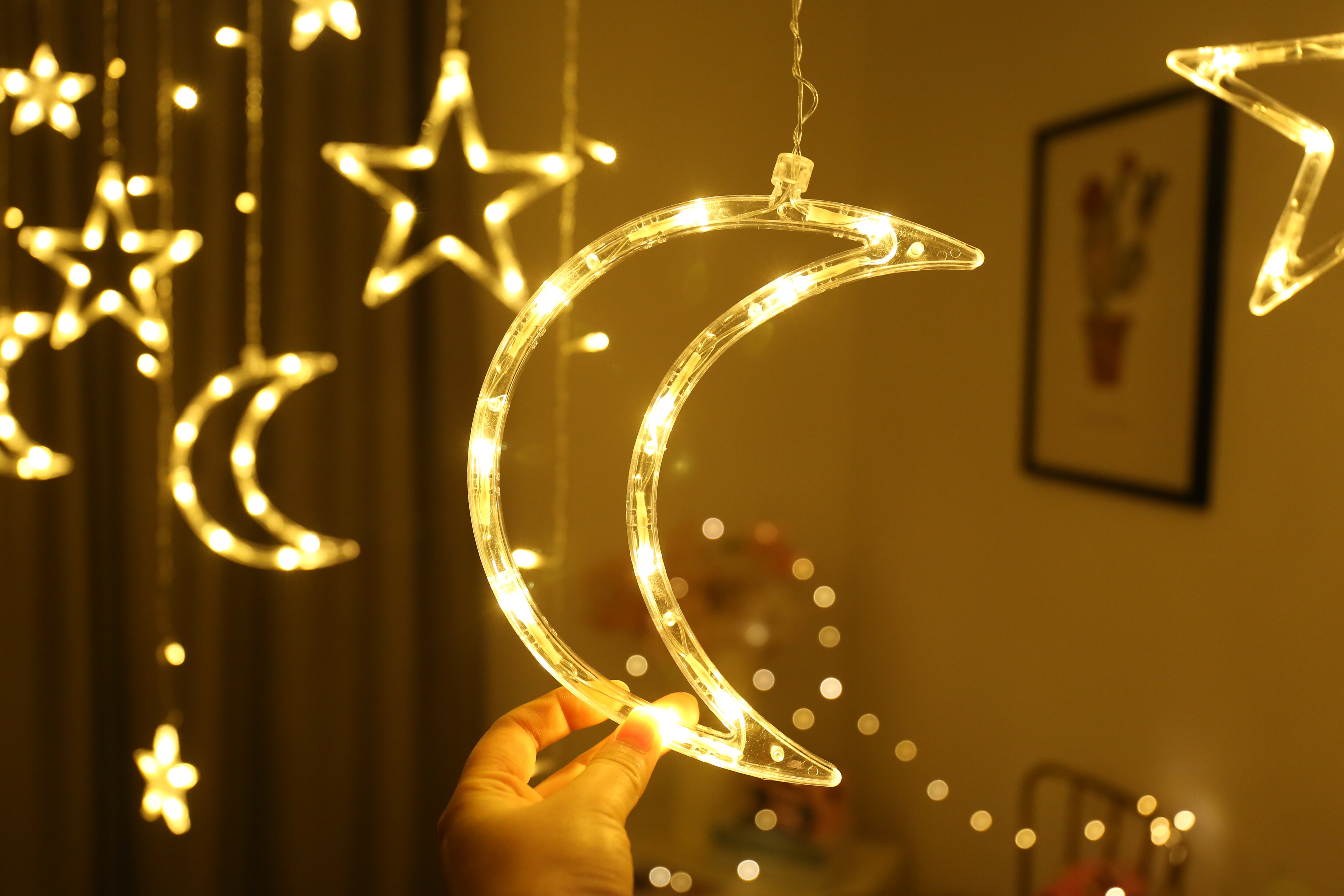 3,5 M Mond Sterne Lampe LED Lampe Schnur eins Weihnachten Lichter Dekoration Lichter Vorhang Lampe Hochzeit Nentern 220v Gebühr licht